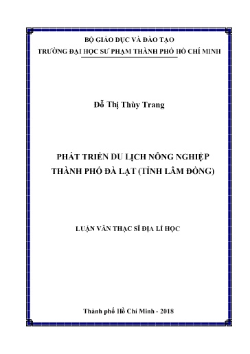 Luận văn Phát triển du lịch nông nghiệp Thành phố Đà Lạt (tỉnh Lâm Đồng)