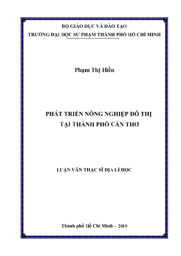 Luận văn Phát triển nông nghiệp đô thị tại Thành phố Cần Thơ
