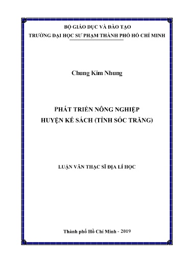 Luận văn Phát triển nông nghiệp huyện Kế Sách (tỉnh Sóc Trăng)