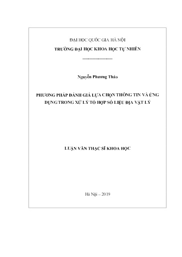Luận văn Phương pháp đánh giá lựa chọn thông tin và ứng dụng trong xử lý tổ hợp số liệu địa vật lý