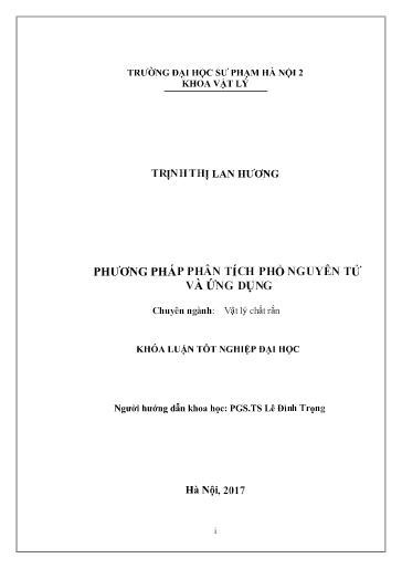Luận văn Phương pháp phân tích phổ nguyên tử và ứng dụng