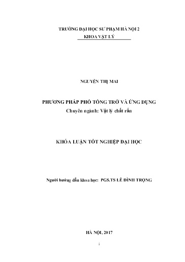 Luận văn Phương pháp phổ tổng trở và ứng dụng
