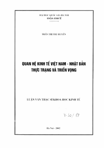 Luận văn Quan hệ kinh tế Việt Nam - Nhật Bản. Thực trạng và triển vọng