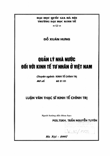 Luận văn Quản lý Nhà nước đối với kinh tế tư nhân ở Việt Nam