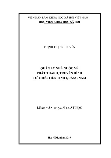 Luận văn Quản lý nhà nước về phát thanh, truyền hình từ thực tiễn tỉnh Quảng Nam