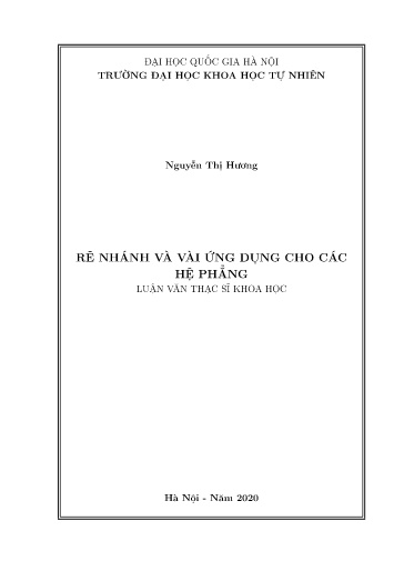 Luận văn Rẽ nhánh và vài ứng dụng cho các hệ phẳng