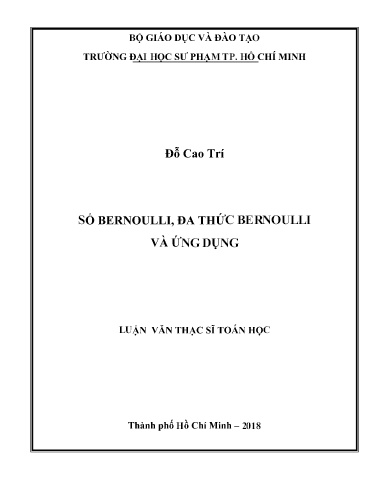 Luận văn Số bernoulli, đa thức bernoulli và ứng dụng