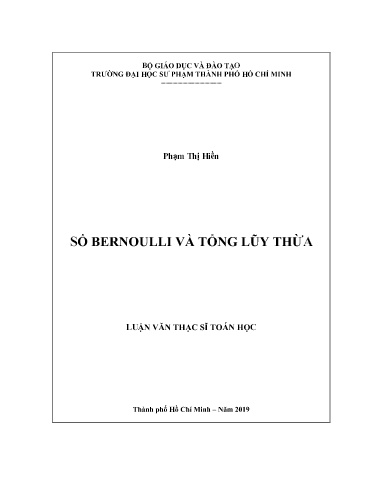 Luận văn Số bernoulli và tổng lũy thừa
