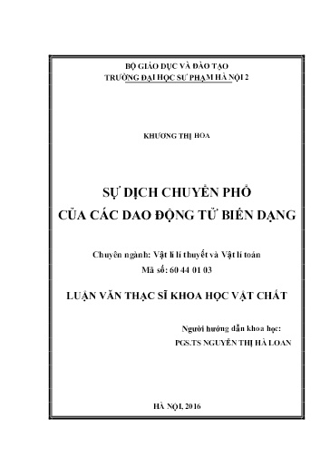 Luận văn Sự dịch chuyển phổ của các dao động tử biến dạng