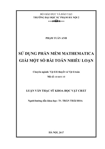 Luận văn Sử dụng phần mềm mathematica giải một số bài toán nhiễu loạn