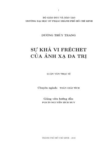 Luận văn Sự khả vi Fréchet của ánh xạ đa trị