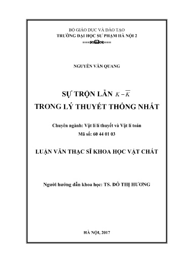 Luận văn Sự trộn lẫn trong lý thuyết K - K thống nhất