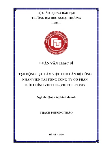 Luận văn Tạo động lực làm việc cho cán bộ công nhân viên tại tổng công ty Cổ phần Bưu chính Viettel (Viettel post)