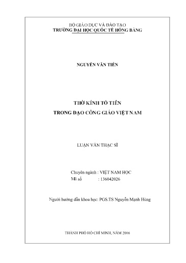 Luận văn Thờ kính tổ tiên trong đạo công giáo Việt Nam