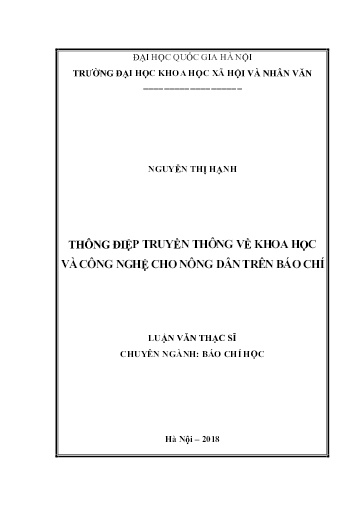 Luận văn Thông điệp truyền thông về khoa học và công nghệ cho nông dân trên báo chí