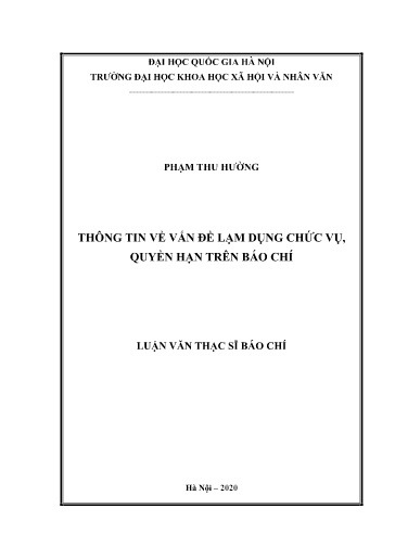 Luận văn Thông tin về vấn đề lạm dụng chức vụ, quyền hạn trên báo chí