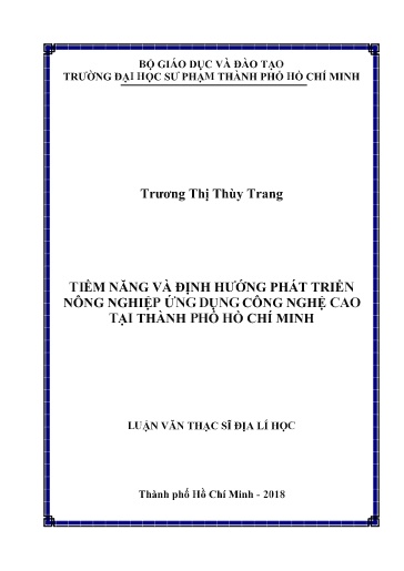 Luận văn Tiềm năng và định hướng phát triển nông nghiệp ứng dụng công nghệ