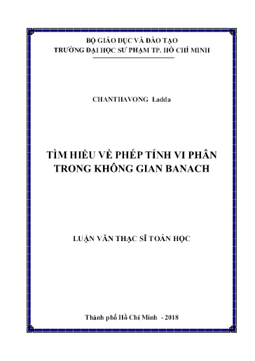 Luận văn Tìm hiểu về phép tính vi phân trong không gian banach
