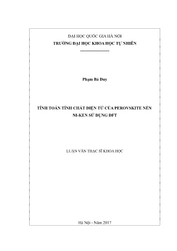Luận văn Tính toán tính chất điện tử của Perovskite nền Ni-ken sử dụng DFT