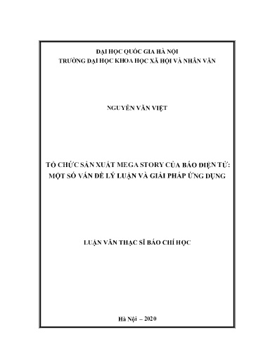 Luận văn Tổ chức sản xuất Mega Story của báo điện tử: Một số vấn đề lý luận và giải pháp ứng dụng