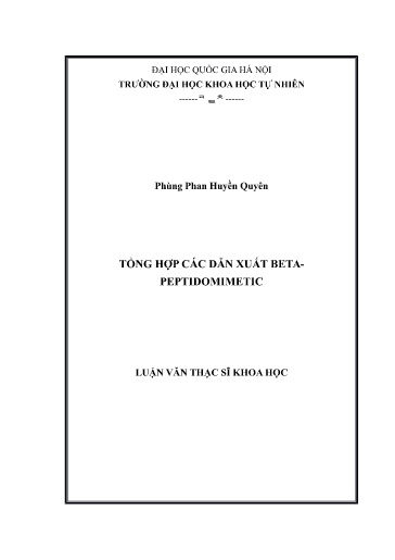 Luận văn Tổng hợp các dẫn xuất Betapeptidomimetic