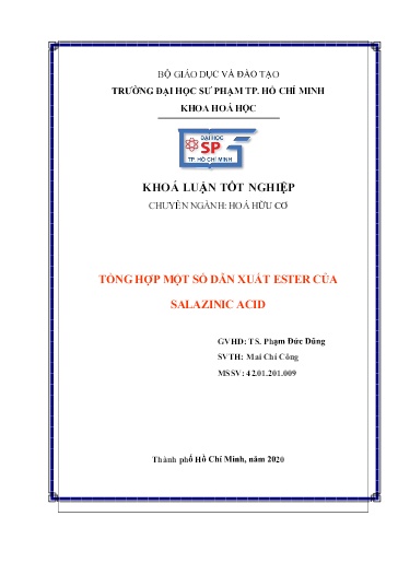 Luận văn Tổng hợp một số dẫn xuất ester của salazinic acid