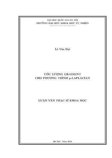 Luận văn Ước lượng Gradiernt cho phương trình p-Laplacian