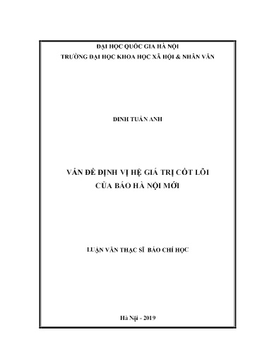 Luận văn Vấn đề định vị hệ giá trị cốt lõi của báo Hà Nội mới