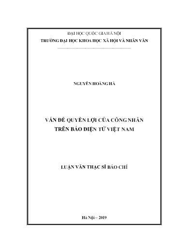 Luận văn Vấn đề quyền lợi của công nhân trên báo điện tử Việt Nam
