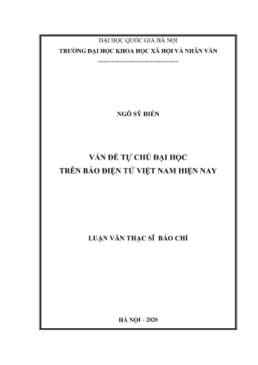 Luận văn Vấn đề tự chủ Đại học trên báo điện tử Việt Nam hiện nay