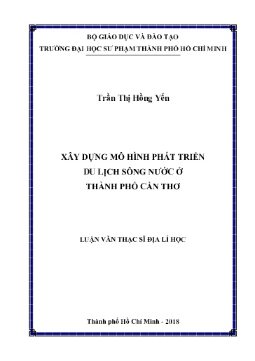 Luận văn Xây dựng mô hình phát triển du lịch sông nước ở Thành phố Cần Thơ