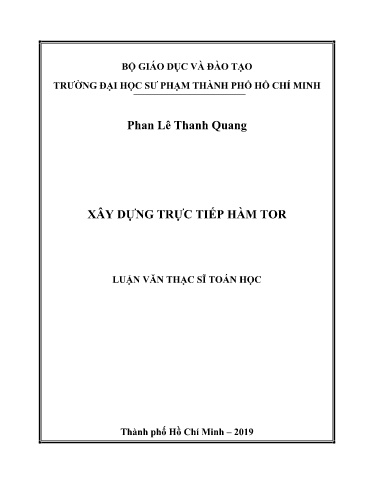 Luận văn Xây dựng trực tiếp hàm Tor