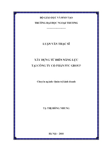 Luận văn Xây dựng từ điển năng lực tại công ty Cổ phần PFC group