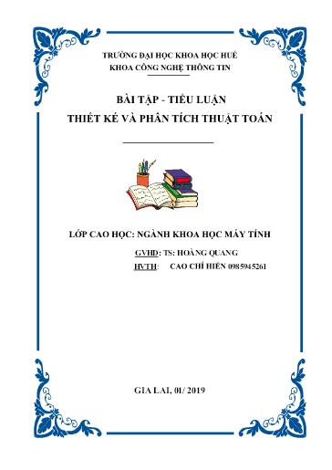 Tiểu luận Thiết kế và phân tích thuật toán