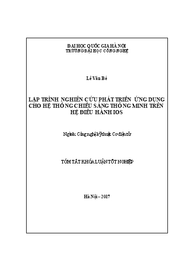 Tóm tắt Luận án Lập trình nghiên cứu phát triển ứng dụng cho hệ thống chiếu sáng thông minh trên hệ điều hành IOS