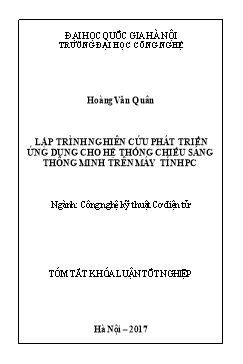 Tóm tắt Luận án Lập trình nghiên cứu phát triển ứng dụng cho hệ thống chiếu sáng thông minh trên máy tính PC