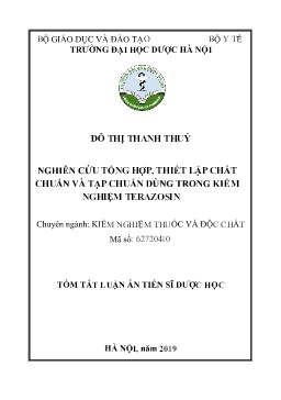Tóm tắt Luận án Nghiên cứu tổng hợp, thiết lập chất chuẩn và tạp chuẩn dùng trong kiểm nghiệm Terazosin