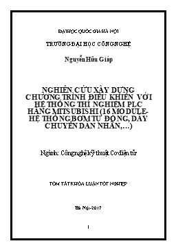 Tóm tắt Luận án Nghiên cứu xây dựng chương trình điều khiển với hệ thống thí nghiệm PLC hãng Mitsubishi