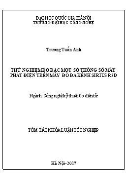 Tóm tắt Luận án Thử nghiệm đo đạc một số thông số máy phát điện trên máy đo đa kênh sirius R2D