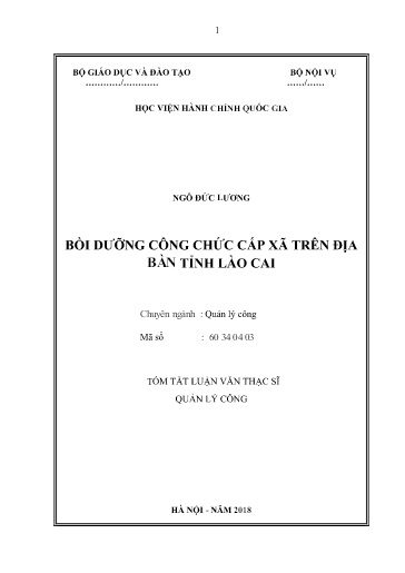Tóm tắt Luận văn Bồi dưỡng công chức cấp xã trên địa bàn tỉnh Lào Cai